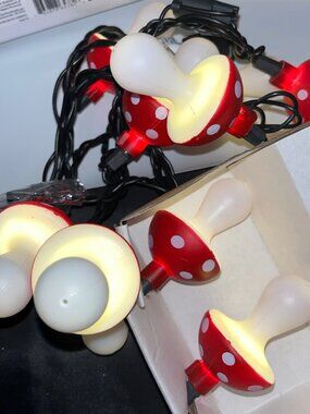 LED Mushroom String Fairy 10 Blow Mold Indoor Decor 6.5 Feet New 2 Sets SO CUTE